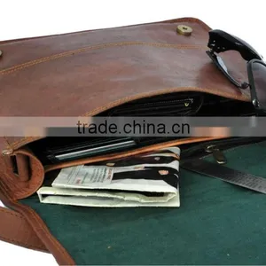 Antique Pure Leather Genuine Vintage Look Messenger From Rustic Town thumbnail-3