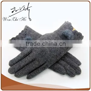 2016 Best Quality Handmade Cheap Wool Gloves With Lint thumbnail-1