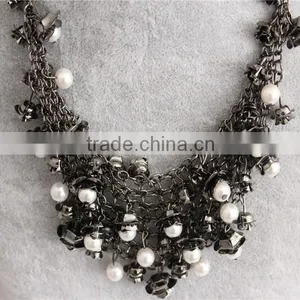 2016 Fashion Jewelry White Pearl Beads Necklace Gold Plated Necklace thumbnail-2