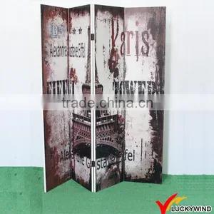 "Paris" Vintage 4 Panel Folding Room Divider Partition thumbnail-1