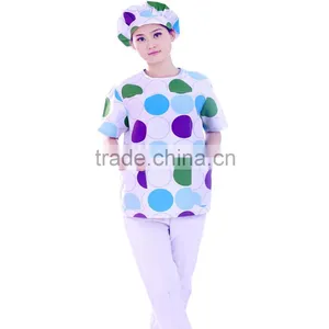 2016 HotSelling Fashion Style Plain Woven Hospital Use OEM/cheap Medical Polyester Cotton Short Sleeve Scrubs With High Quality thumbnail-3
