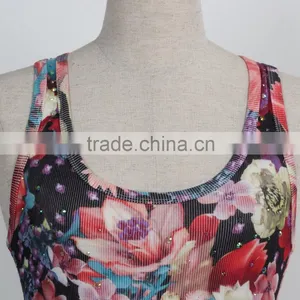 F5S15015 Printing Women Tank Top Rib Waist High Quality Guangzhou Factory thumbnail-4