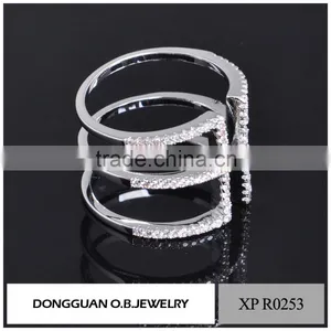 Top Quality Ladies Brass Plated Sliver Finger Ring/fashion White CZ Gemstone Ring thumbnail-3