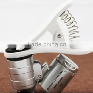 High Quality 60X LED UV Illuminated Universal Mobile Phone Microscope , Phone Clip Magnifier , Mini LED UV Pocket Microscope thumbnail-6