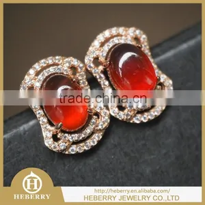 Elegant Ladies Garnet Crystal Earring Orange Color Gemstone thumbnail-1