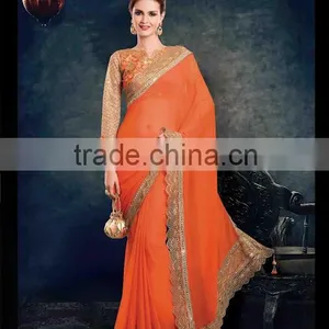 MULTI COLOUR PURE GORGETTE SAREE ONLINE thumbnail-3