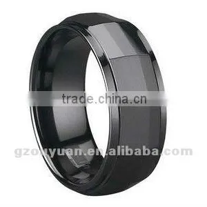 Ceramic Black Faceted Mens Wedding Ring, Hot Sell Wedding Band Ceramic Ring thumbnail-1