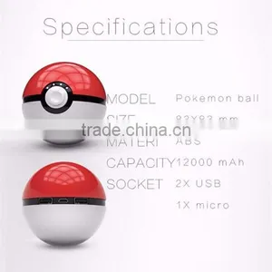 New 12000mAh Pokemons Go Ball Power Bank Magic Ball Charger Double USB Port for All Phones thumbnail-5