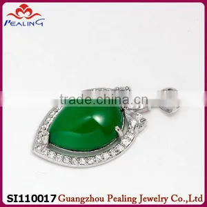 2014 Fashion Wholesale Leaf Shape Chrysoprase 925 Silver Elephant Pendant thumbnail-1
