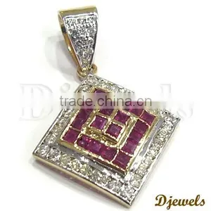 Turquoise Diamond Pendants, Diamond Gold Pendants, Diamond Jewelry thumbnail-3