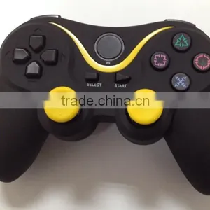 Dropshipping Private Mold Bluetooth Controller With Dual Rumble Motors For PS3 / PS3 Slim -Black & Yellow thumbnail-1
