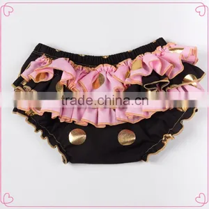 Baby New Design Ruffle Pants Baby Panties Bloomer Wholesale Price Gold Polka Dot Design thumbnail-5
