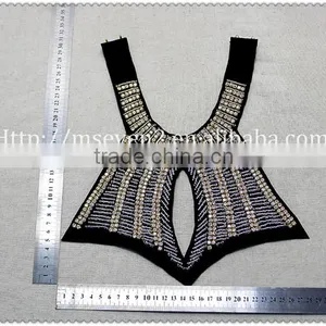New Fashion Rhinestone Beaded Felt Fabric Collar, Chunky Bead Necklace for Garment thumbnail-2