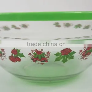 Salad Bowl Christmas Flowers 5 Pcs Glass Bowl Set With Plastic Lids thumbnail-4