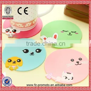 Jelly Color Cute Cartoon Coasters Creative Skid Insulation Silica Gel Silicone Round Heat Insulation Pad Antiskid Cup Mat thumbnail-1