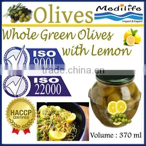 High Quality 100% Tunisian Table Olives,Jar Green Olives With Lemon,Table Green Olives With Lemon 370 ml Glass Jar thumbnail-1