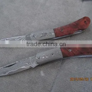 2015 New Design Luxury Unique Damascus Pattern Spring Assisted Tactical Folding Pocket Knife thumbnail-5