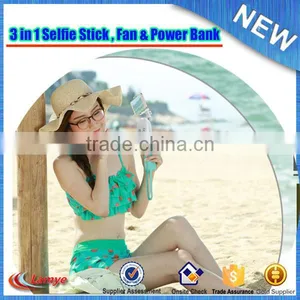 2016 New Arrival Mini Monopod Selfie Stick Standing Fan With Power Bank thumbnail-3