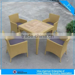 4 Seat Rattan Outdoor Dining Set With Teakwood (807+8004AC) thumbnail-1