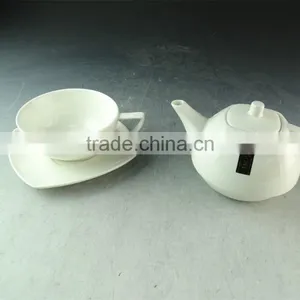 Stock High Quality White Ceramic Chinese Design Ceramic Teapot With Mug Set thumbnail-2