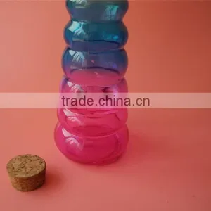 Rainbow Colored Grain Glass Edible Oil Jar With Wooden Cork thumbnail-3