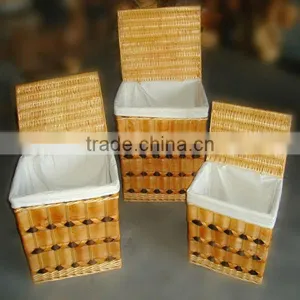 Wood&wicker Multifunctional Basket With Lid for Big Hotel thumbnail-1