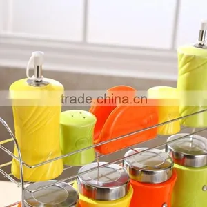 Kitchenware Ceramic Canister Set With Stainless Metal Stand thumbnail-4