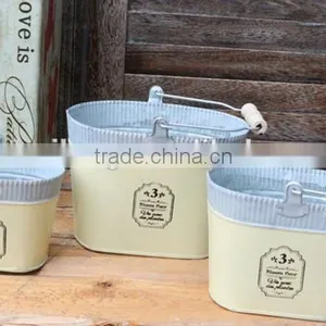 High Quality Popular Special White Outdoor Decoration Small Metal Planter Oval Iron Flower Pot for Home thumbnail-2