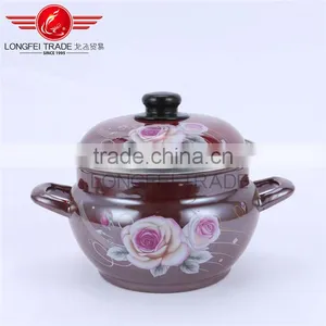 Deep Color Decal 20cm Enamel Drum Shape Cooking Pot / Stockpot/cassrole thumbnail-1
