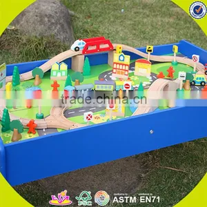 Wholesale Arrival Wooden Railway Train Toy Fashion Wooden Railway Train Set Roller Coaster Track Table Toy W04C009A thumbnail-5