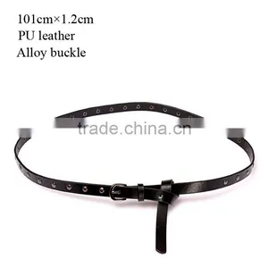 Wholesale Rivets Decorated D Buckle Sex Girl Thin PU Knot Waist Belt thumbnail-1