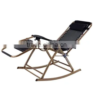 Patio Garden Zero Gravity Metal Folding Black Adjustable Rocking Chair thumbnail-1