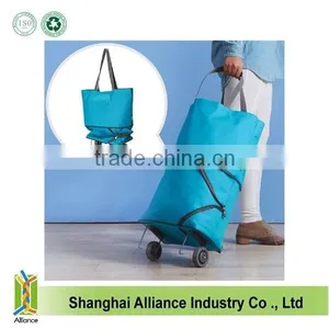 Foldable Collapsible Rolling Wheeled Shopping Market Trolley Cart thumbnail-4