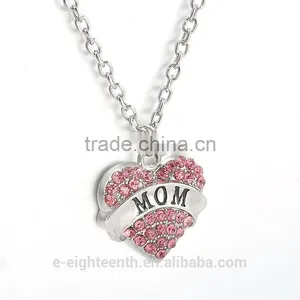 2016 Cheap Hot Crystal Love Heart Pendent Necklace Fashion Family Xmas Gifts Jewelry thumbnail-3