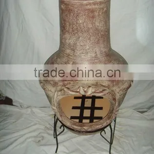 Clay Chimeneas Fire Pit With BBQ Grill and Metal Stand thumbnail-4