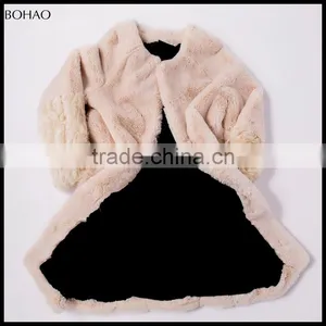 Winter Thick High Quality Long Fancy Stitching Sleeve Knitted Fur Coat thumbnail-5