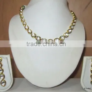 GOLD PLATED Pachi Kundan Necklace EARRING Set thumbnail-1