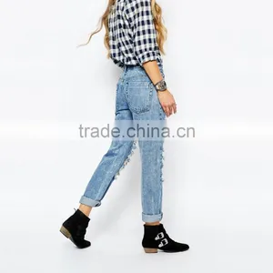 Ripped Damaged Fashion Sexy Ladies Jeans Pants Wholesale thumbnail-2