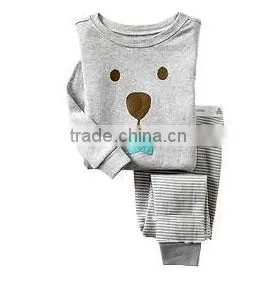 2014 New Fashion Gray Baby Pyjamas Suits Children's Undergown Kids Cotton Sleepwear thumbnail-1