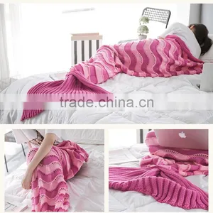 Customized High Quality Ladies Striped Hollow Mermaid Tail Blankets thumbnail-4