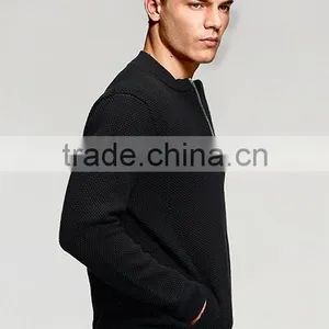 2017 Popular Black no Patten Simple Cool Men's Cardigan Sweater With Zipper thumbnail-3
