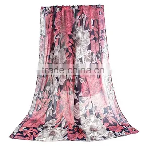 Voile Scarves & Wraps Rectangle Multicolor Flower Scarf Custom thumbnail-1