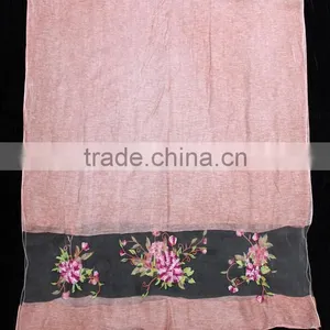 2017 High Quality Women Flower Embroidered Silk Scarf thumbnail-2