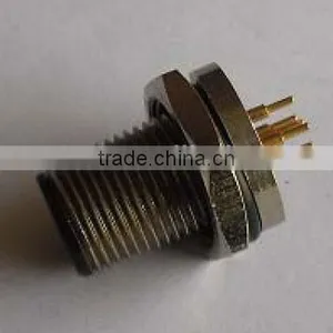 M12 Male Panel PCB Type Front Mounting Waterproof Connector thumbnail-1