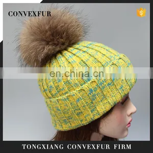 Custom Ladies Winter Hat With Fur Pom Pom thumbnail-1