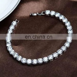 Cubic Zirconia Bracelet Sparkly Silver Bridesmaid Bracelet Wedding Jewelry thumbnail-2