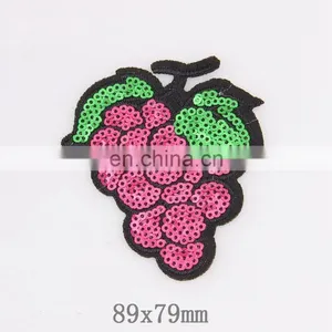 Custom Apple Grape Cherry Fruit Shape Sew On Sequins Embroidered Patch thumbnail-2