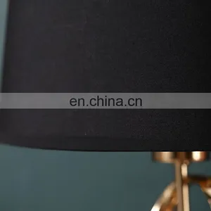 Nordic Modern Style Gold Threaded Metal Base Design Black Hotel Home Table Lamp thumbnail-5