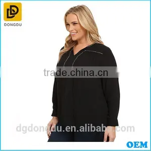 2016 Wholesale Factory Price Clothing Elegant Girls Plus Size Tie- Neck Blouse thumbnail-2