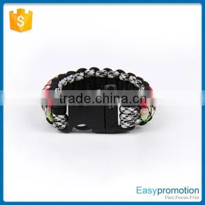 Customer Logo Printed Paracord Survival Bracelet With Whistle Wholesale thumbnail-1